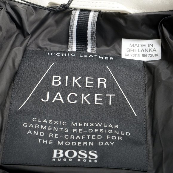 Hugo Boss Men's "Nadilo" 100% Leather Biker Jacket - Picture 5 of 7